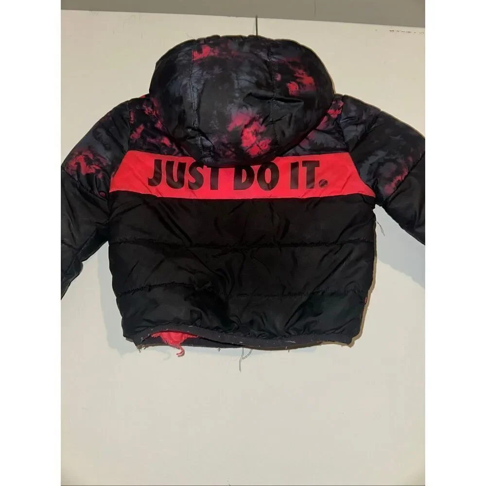 Nike Little Kid's Zip Front Racer Red/Black Hooded Puffer Jacket boys size 3T